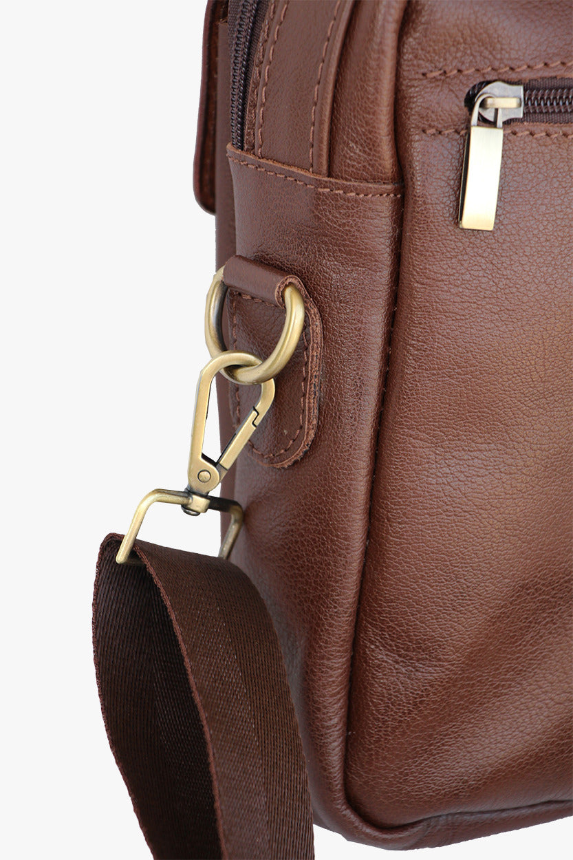 Premium Men's Genuine Leather Crossbody Bag – 20x25 cm, Multi-Compartment