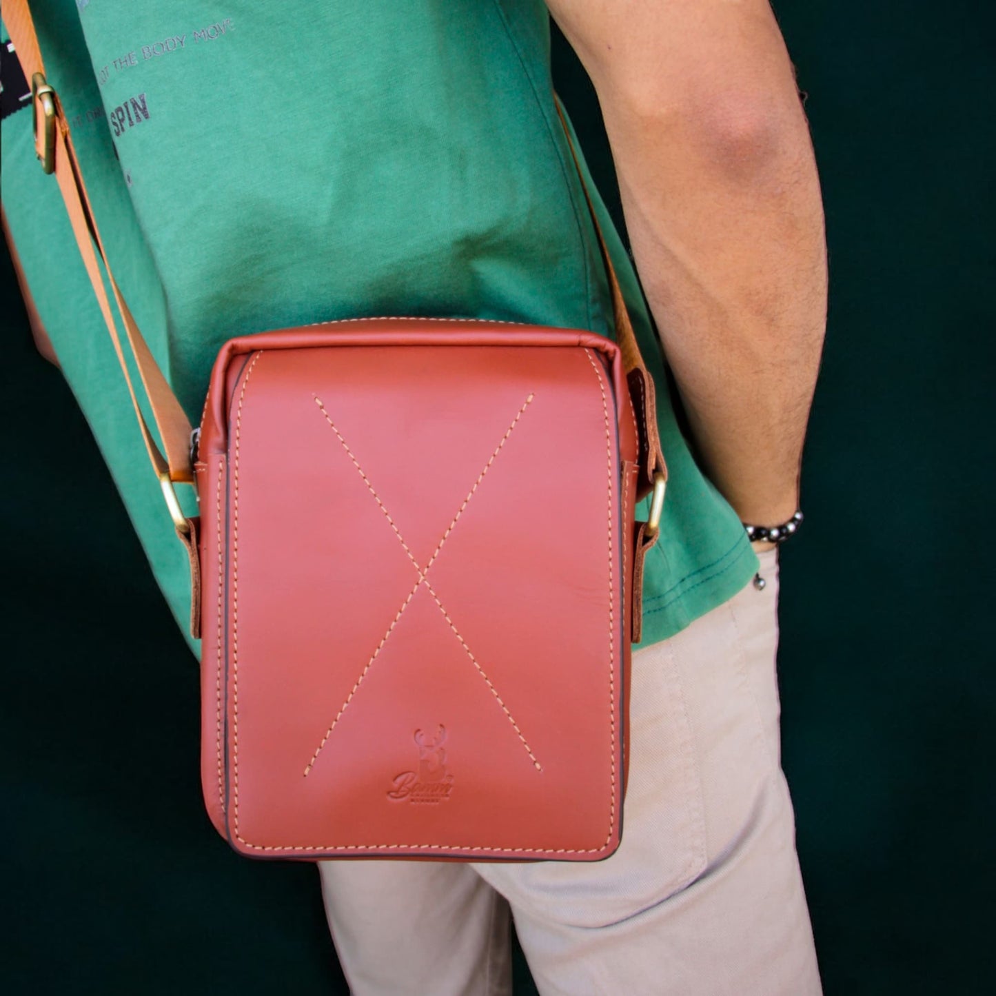 Natural Leather Bag Cross From Bamm