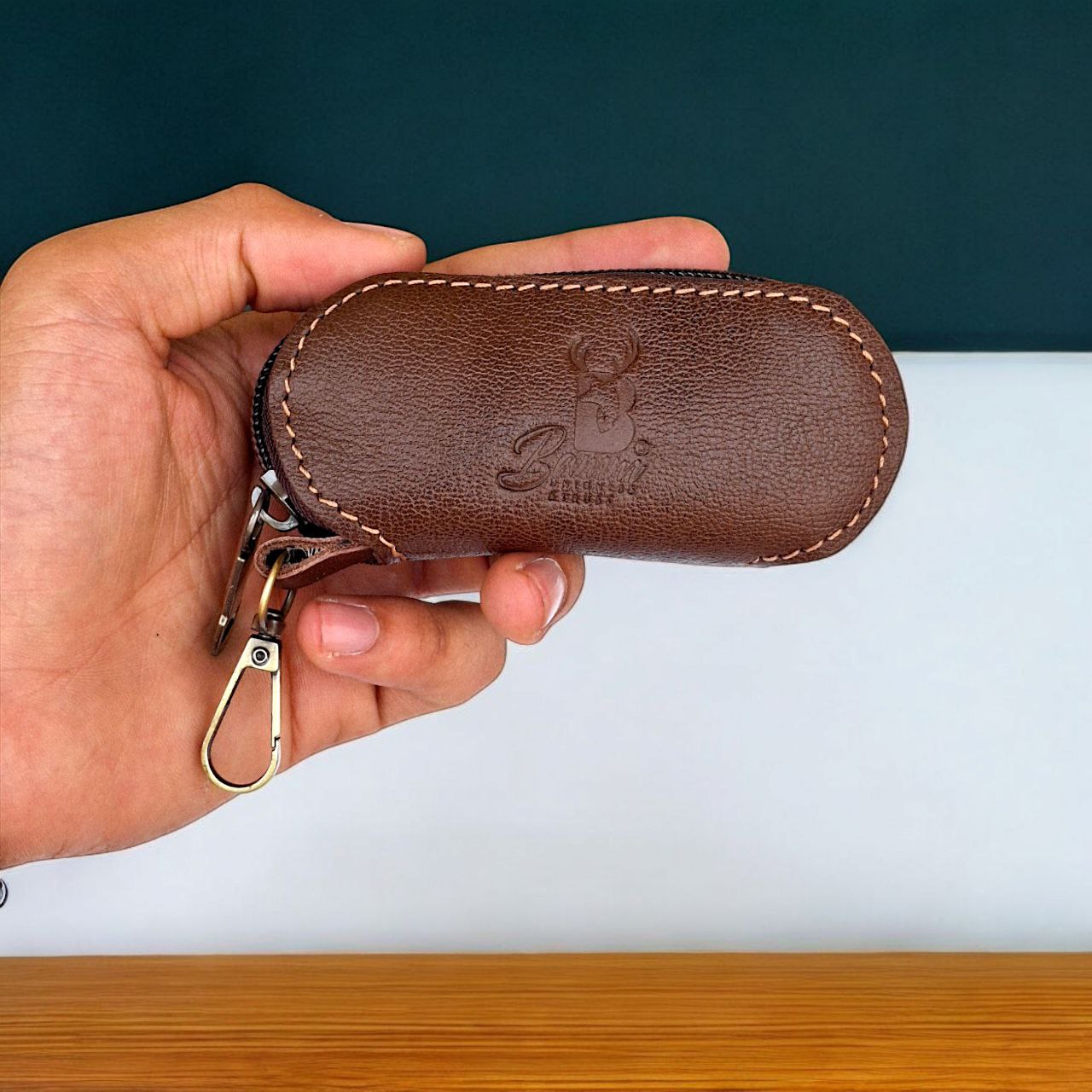Natural Leather Keychain for Car Remote & Keys โ 5x11 cm