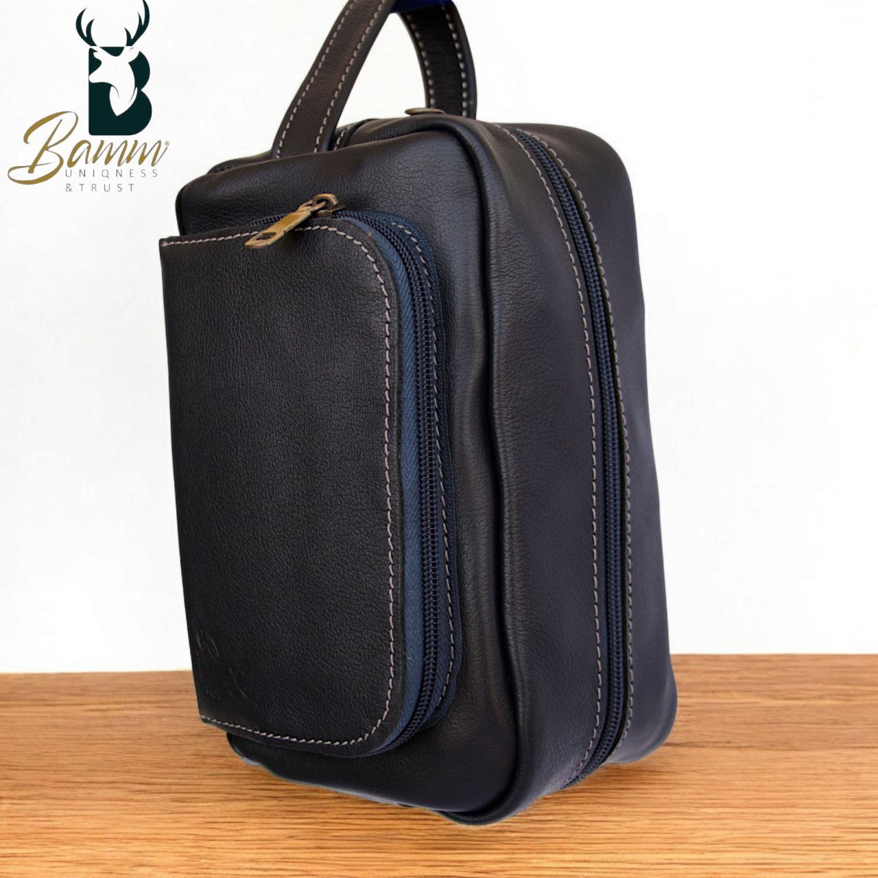 Men’s Natural Leather Hand Bag – Compact, Stylish & Multi-pocket Design