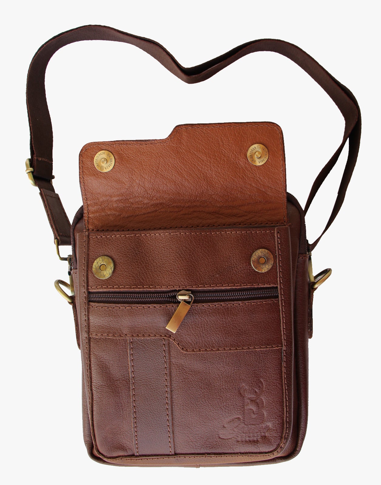 Premium Men's Genuine Leather Crossbody Bag – 20x25 cm, Multi-Compartment