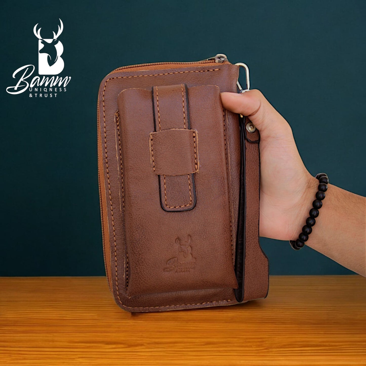 Premium Men’s Leather Handbag – Multi-Functional Organizer with Handle & Card Slots