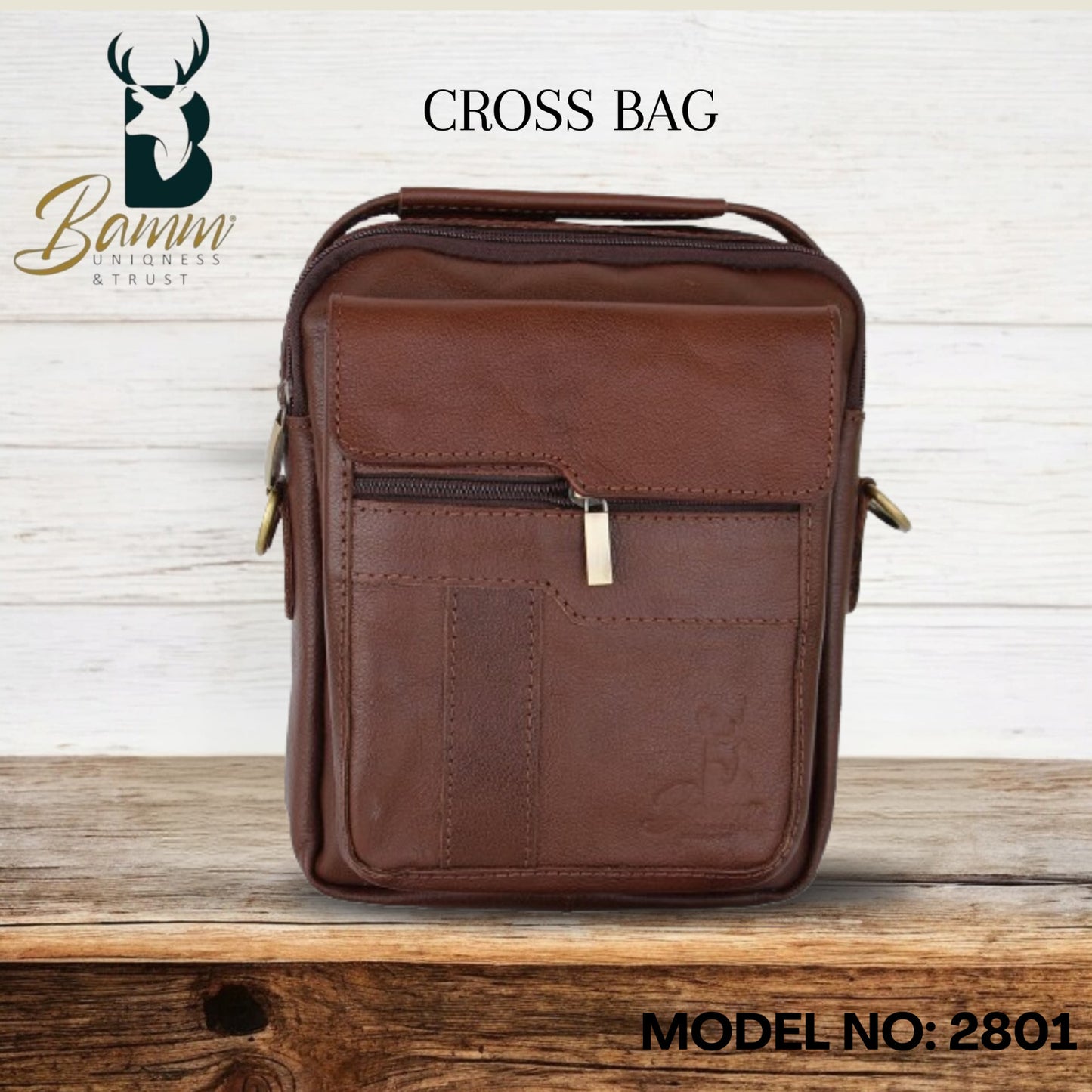 Premium Men's Genuine Leather Crossbody Bag – 20x25 cm, Multi-Compartment