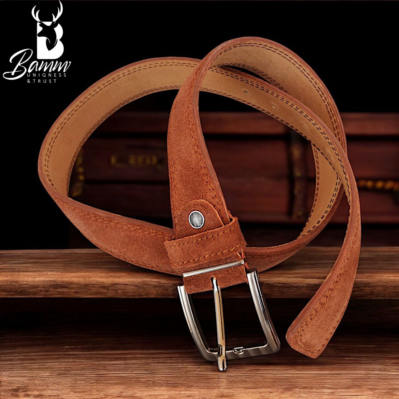 Men's Genuine Leather Belt – Brown with Rust-Resistant Buckle