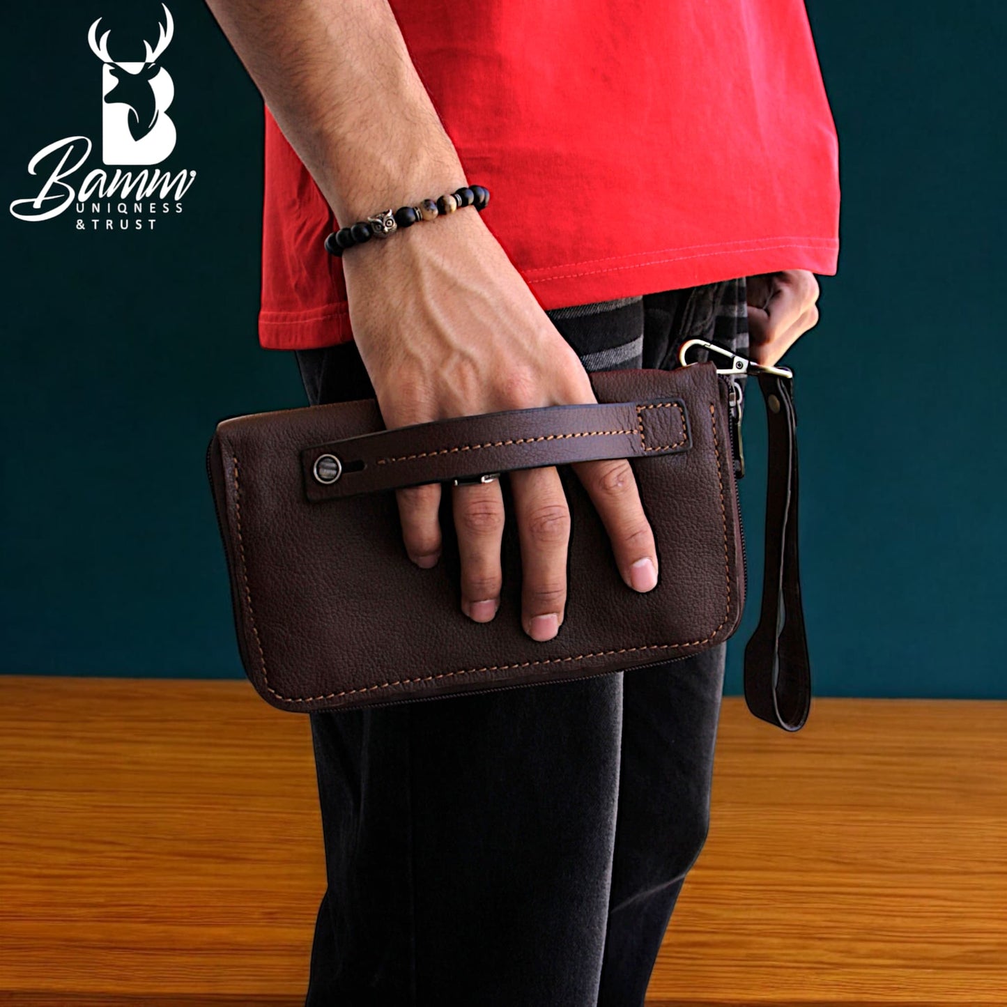Premium Men’s Leather Handbag – Multi-Functional Organizer with Handle & Card Slots