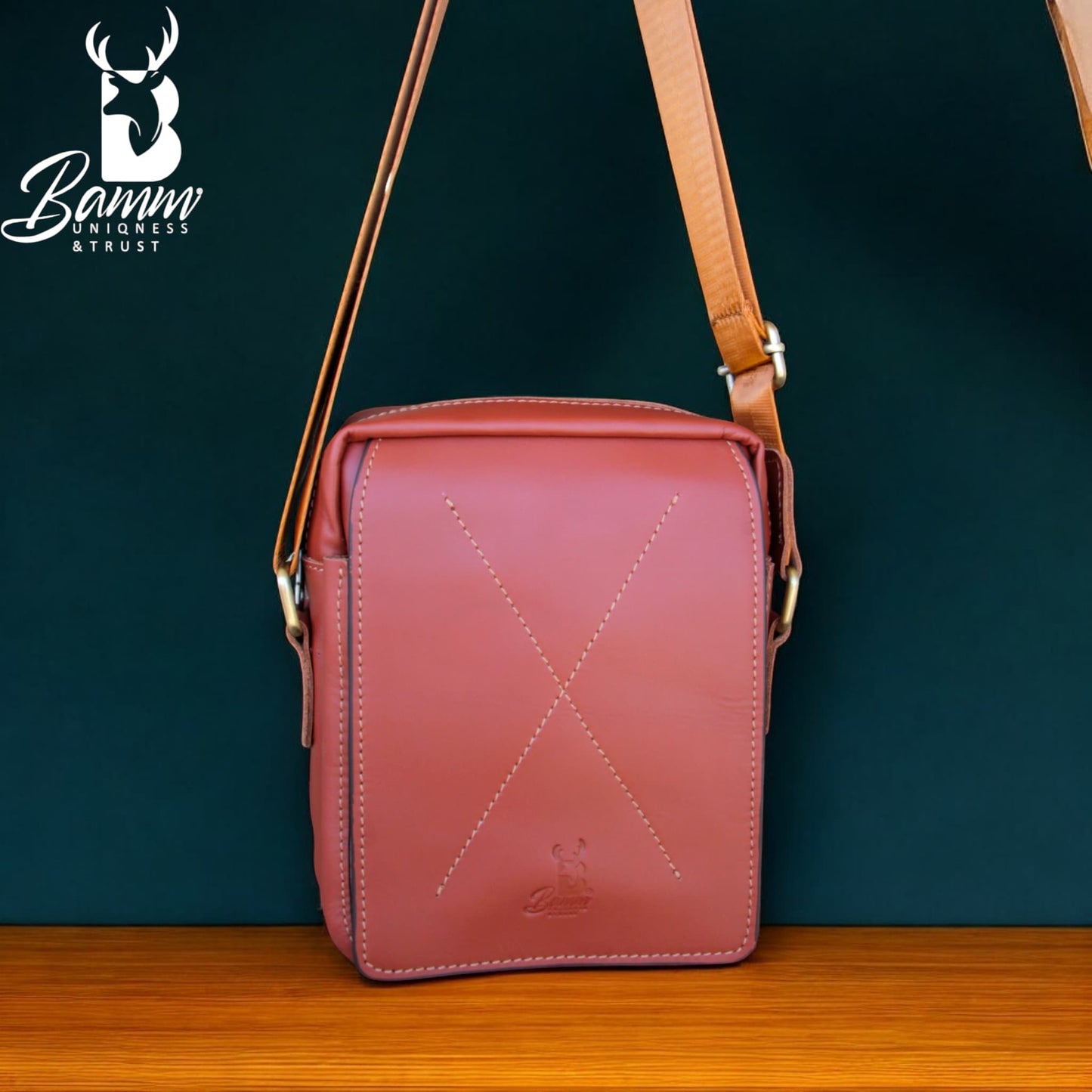 Natural Leather Bag Cross From Bamm