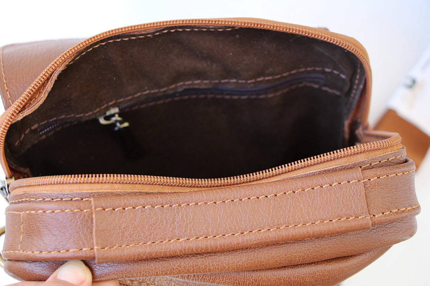 Premium Men's Genuine Leather Crossbody Bag – 20x25 cm, Multi-Compartment