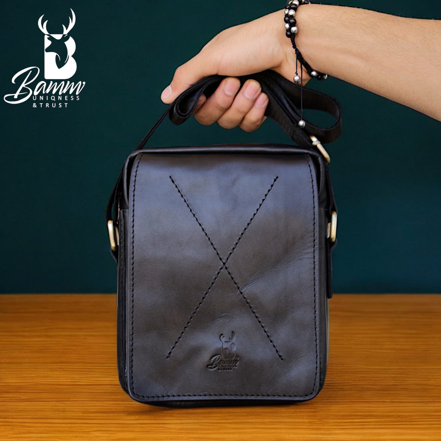 Natural Leather Bag Cross From Bamm