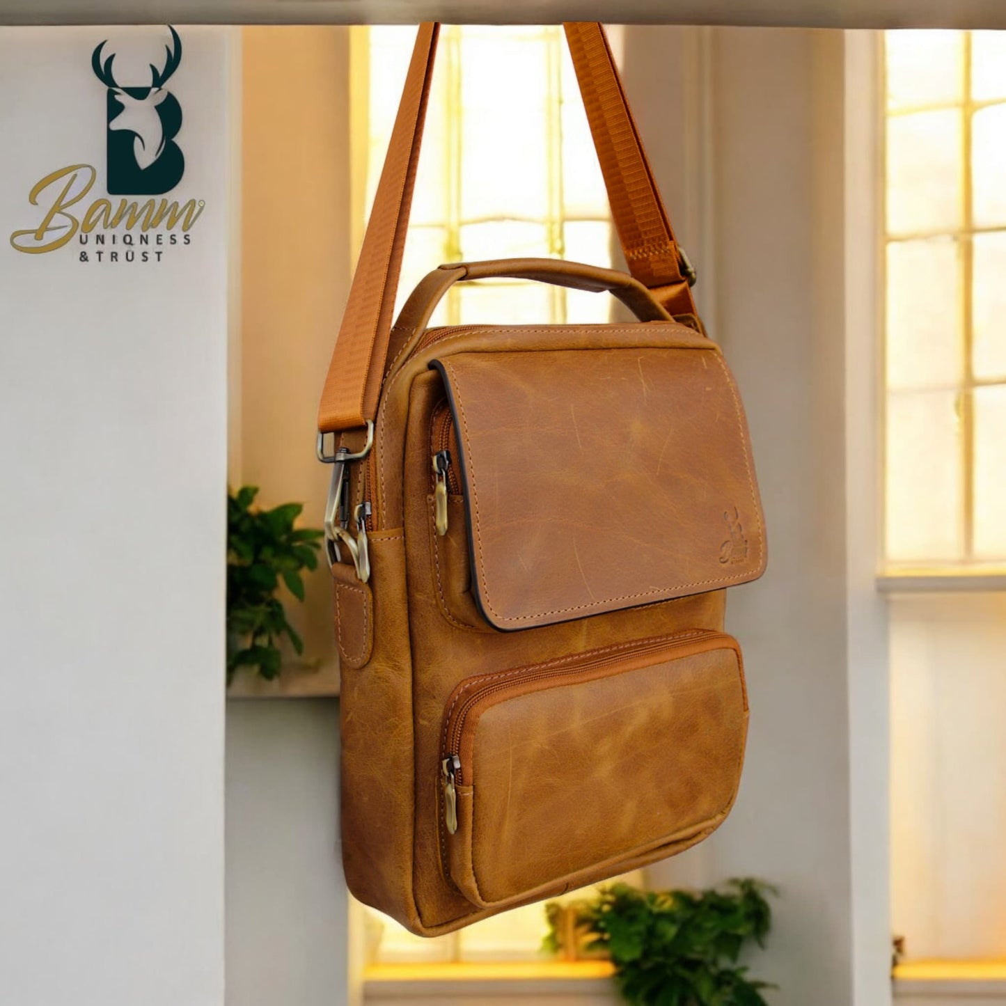 Natural Leather Bag Cross From Bamm With Hand Bag Bamm Gift
