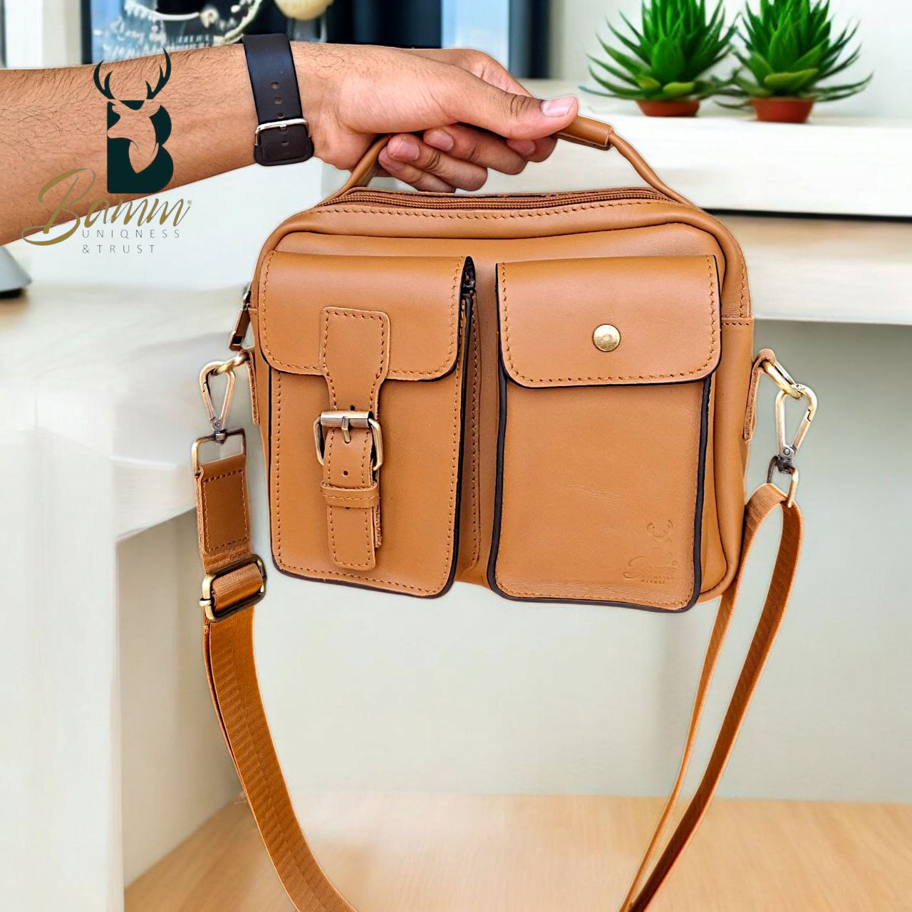 High-quality leather men's crossbody bag-2225