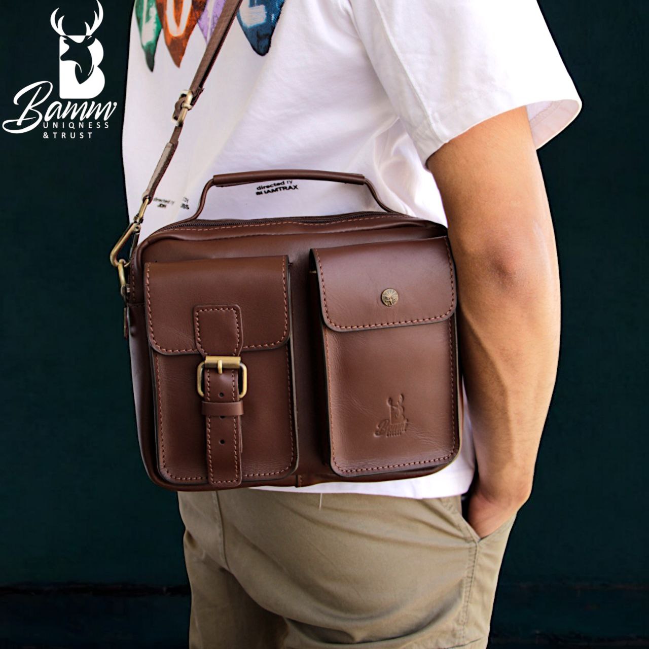 High-quality leather men's crossbody bag-2225