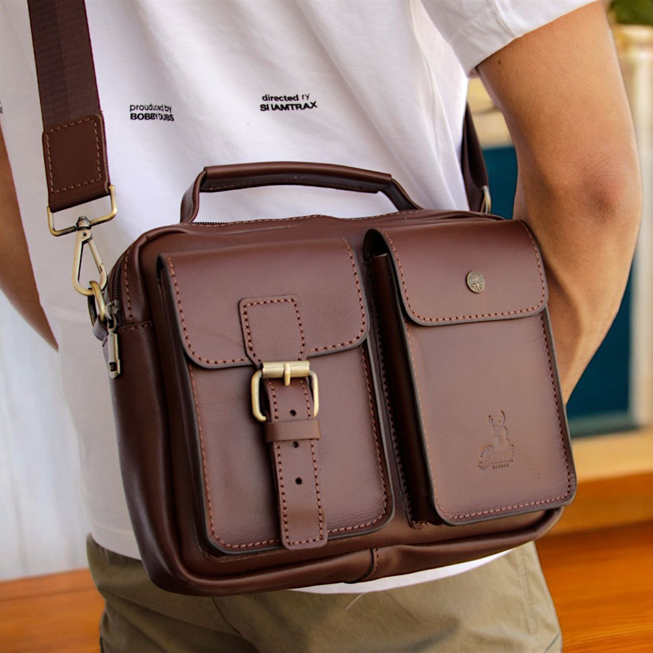 High-quality leather men's crossbody bag-2225