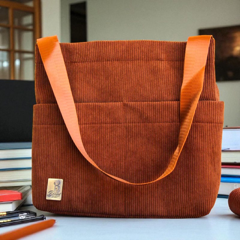BAMM Corduroy Canvas Tote Bag for Women – Stylish Shoulder Bag for Travel, School & Daily Use (8006)