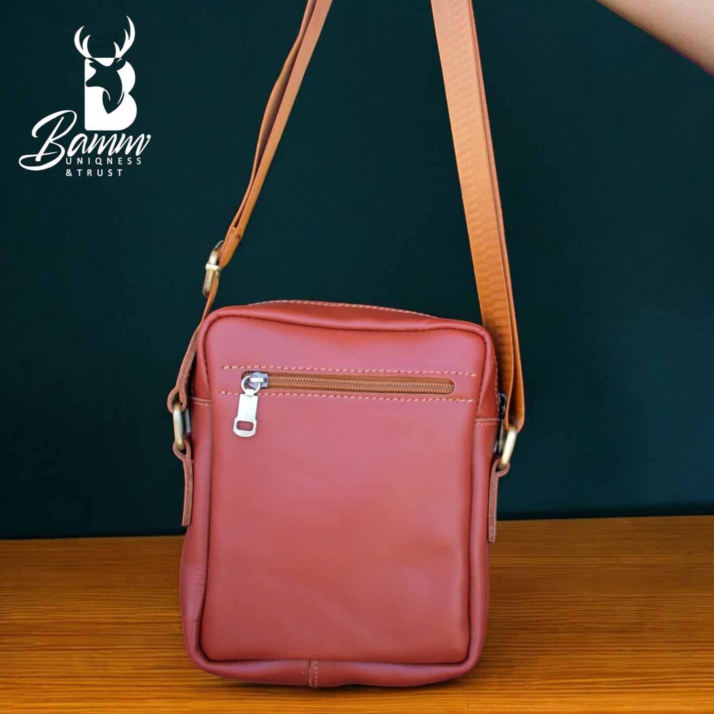 Natural Leather Bag Cross From Bamm