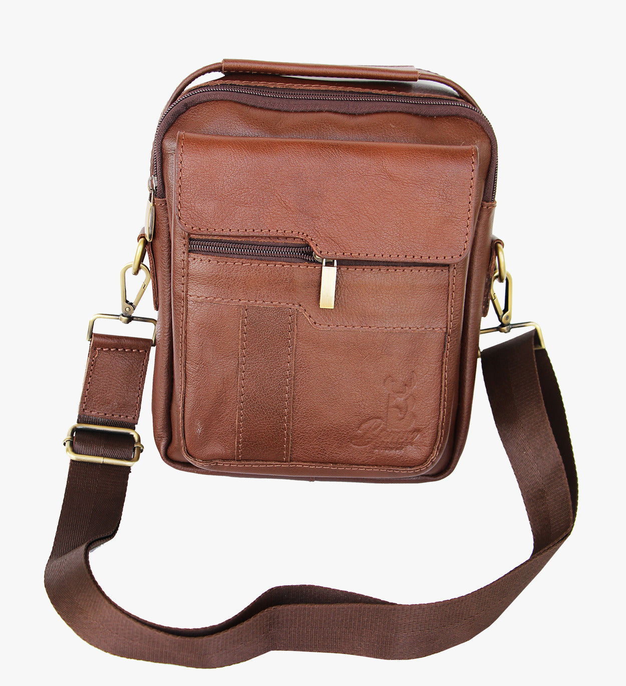 Premium Men's Genuine Leather Crossbody Bag – 20x25 cm, Multi-Compartment