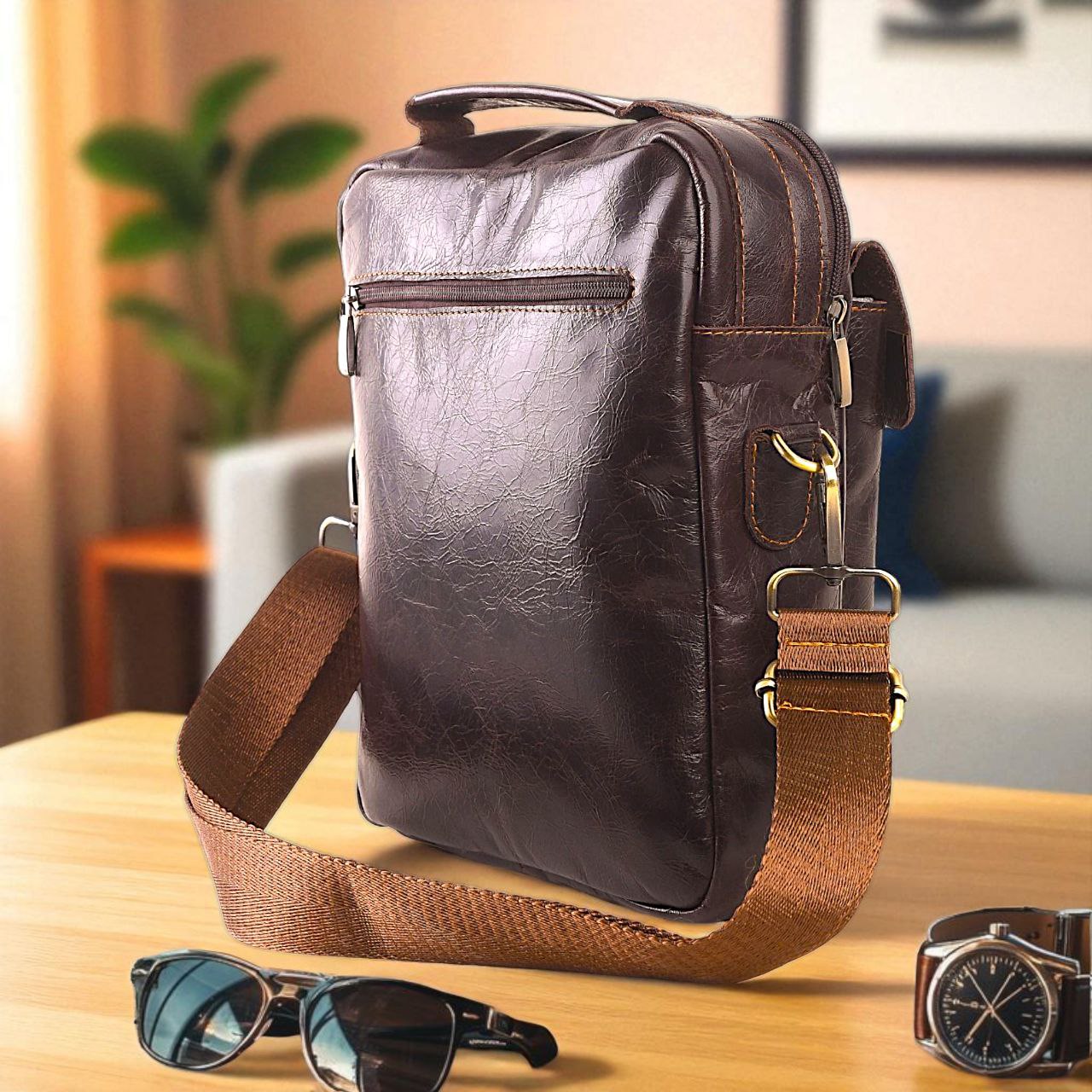 Natural leather men's crossbody bag-2810