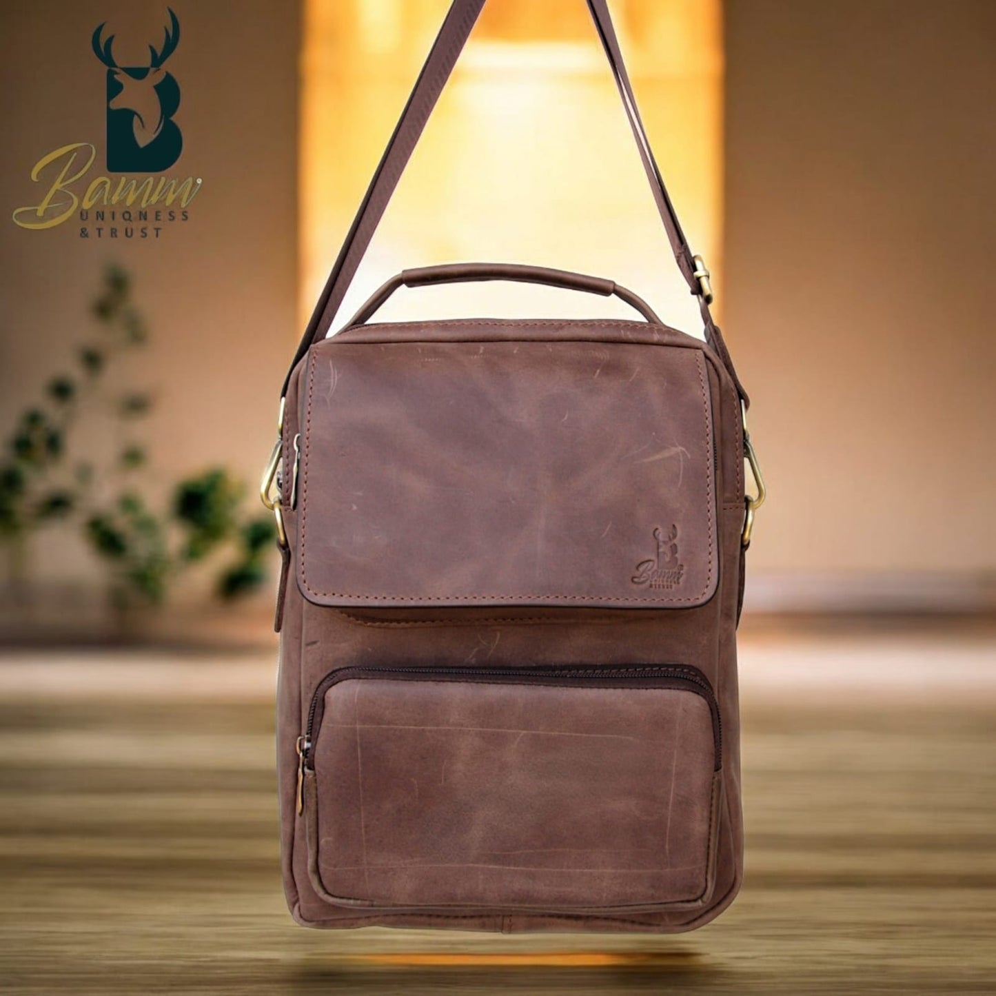 Natural Leather Bag Cross From Bamm With Hand Bag Bamm Gift