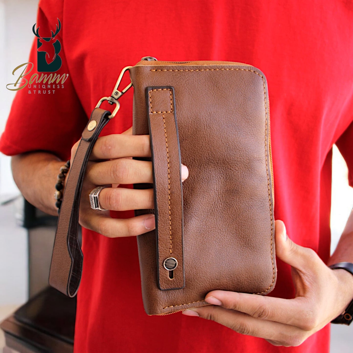 Premium Men’s Leather Handbag – Multi-Functional Organizer with Handle & Card Slots