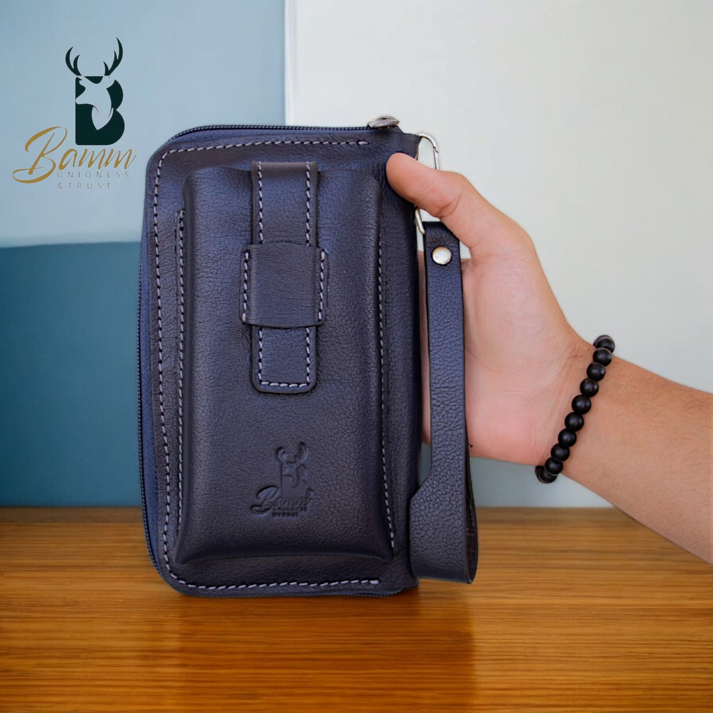 Premium Men’s Leather Handbag – Multi-Functional Organizer with Handle & Card Slots