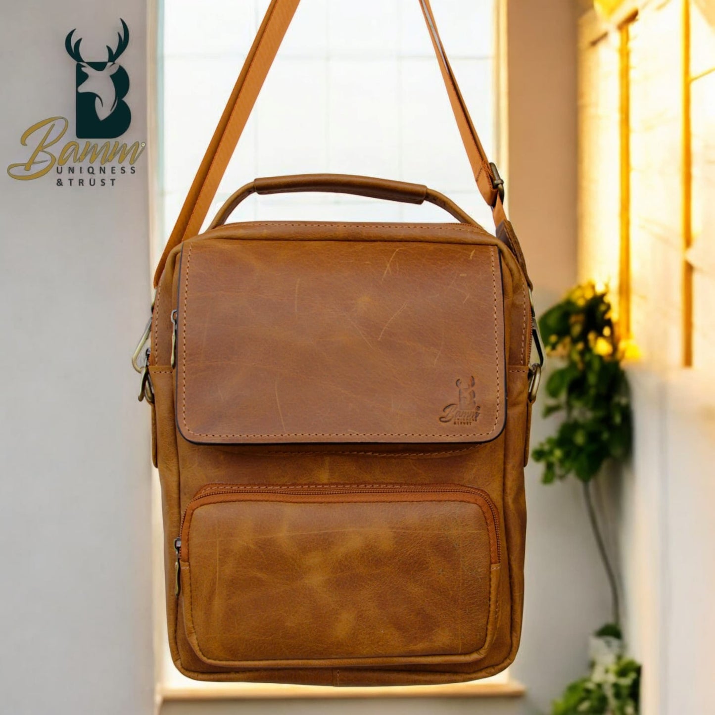 Natural Leather Bag Cross From Bamm With Hand Bag Bamm Gift