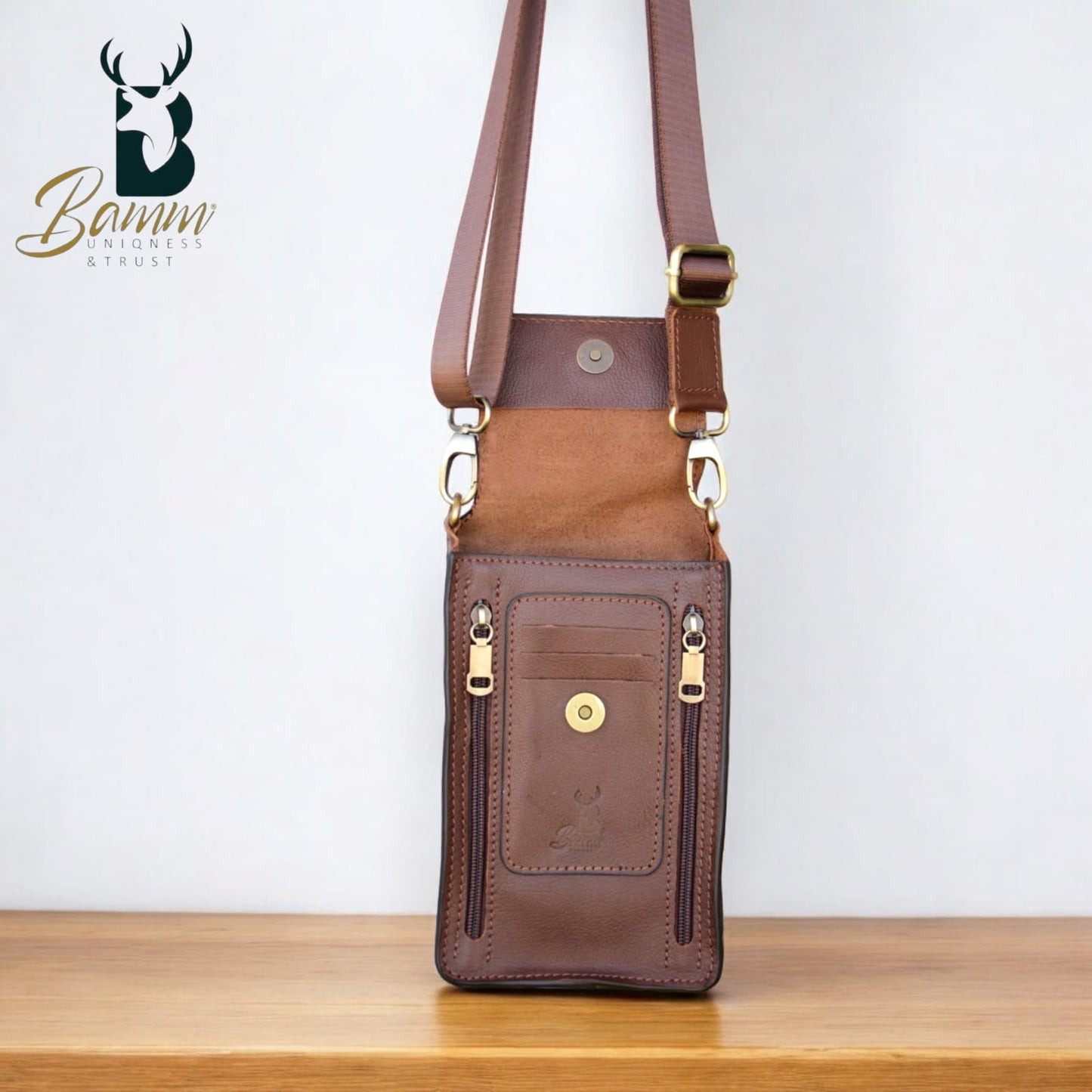 Natural Leather Bag Cross From Bamm For Money And Passport
