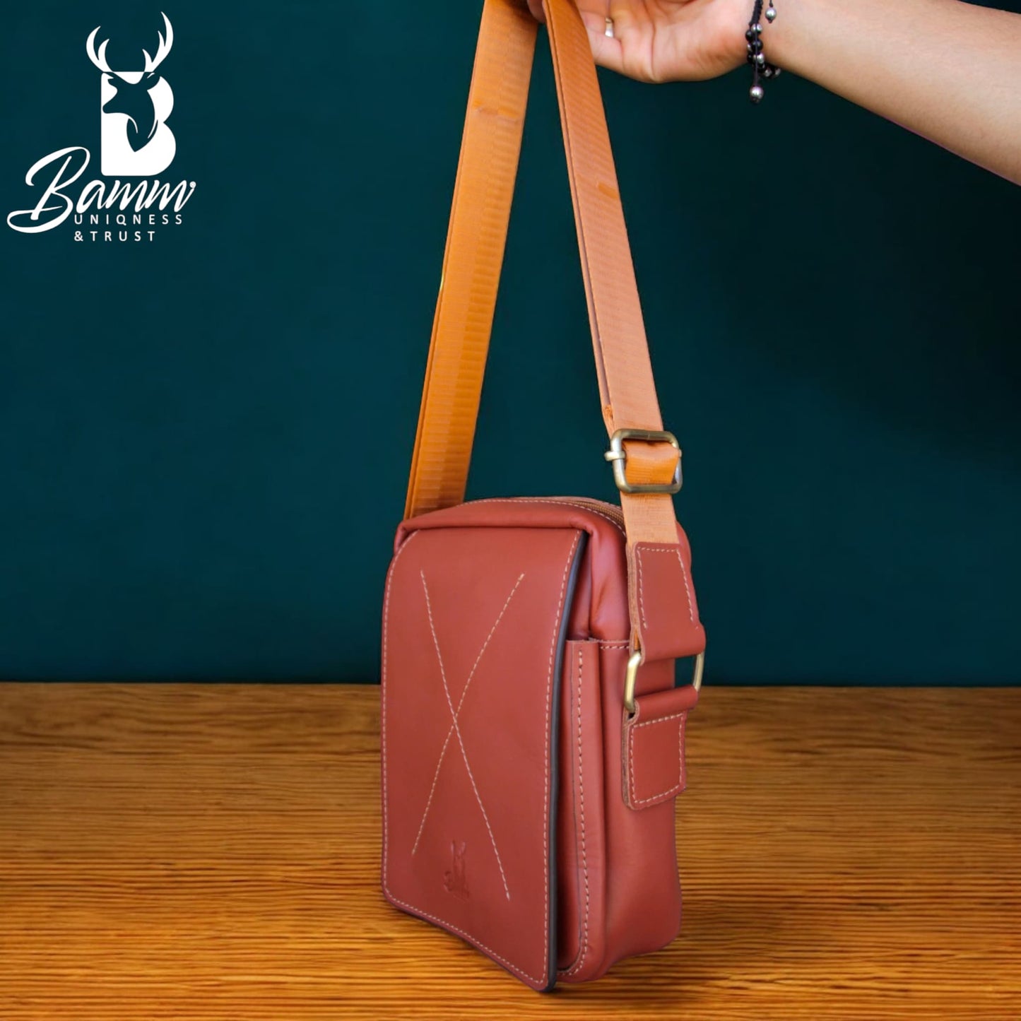 Natural Leather Bag Cross From Bamm