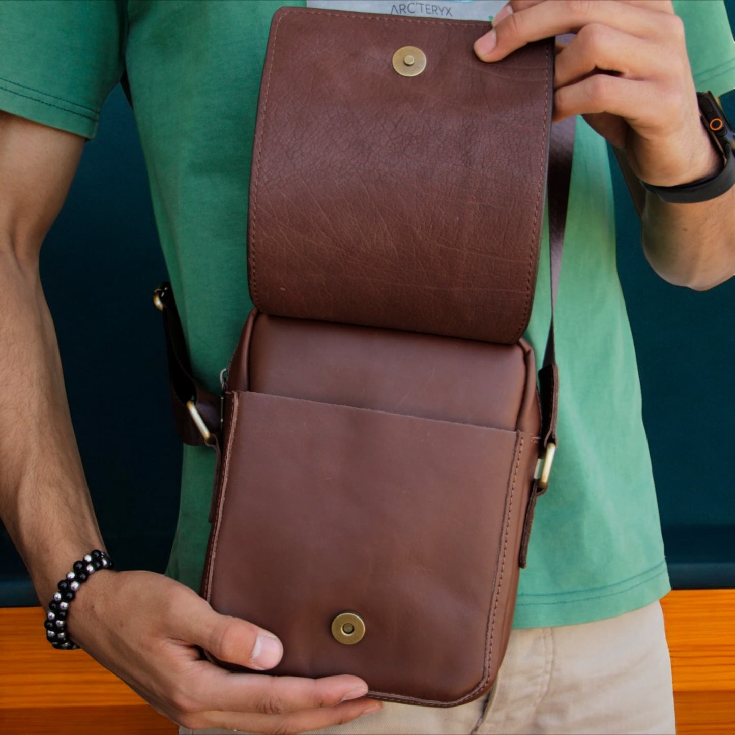 Natural Leather Bag Cross From Bamm