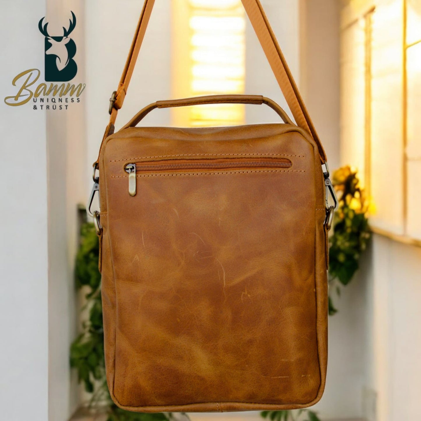Natural Leather Bag Cross From Bamm With Hand Bag Bamm Gift