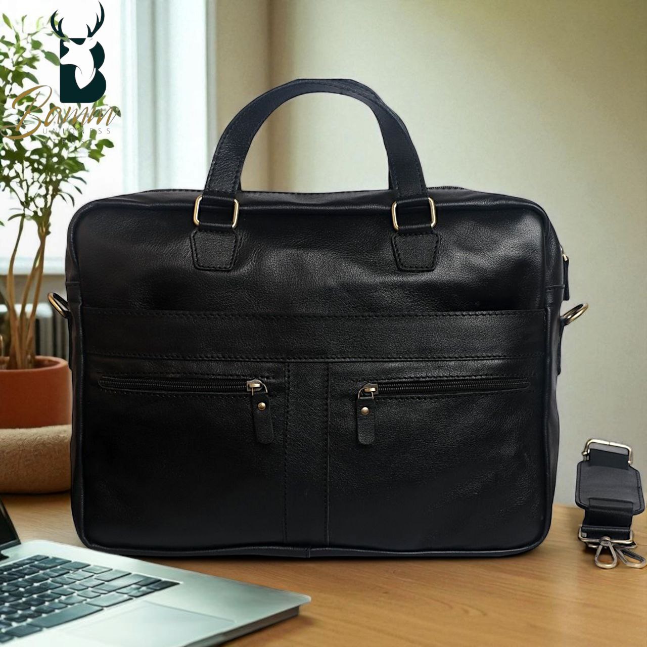 Leather Fashion Business Shoulder Messenger Crossbody Bag From Bamm