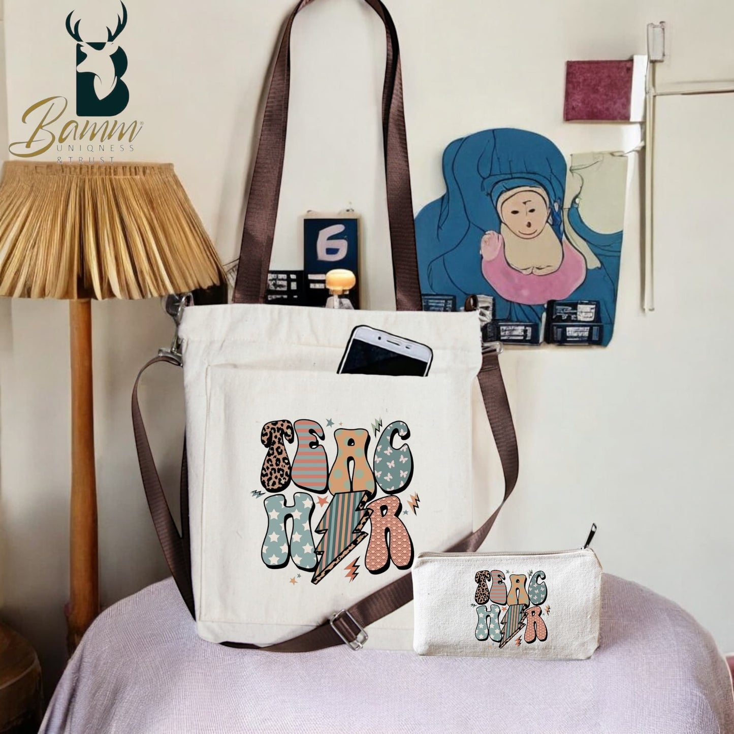 Teacher’s Mother’s Day Gift – Printed Tote Bag with Practical Design