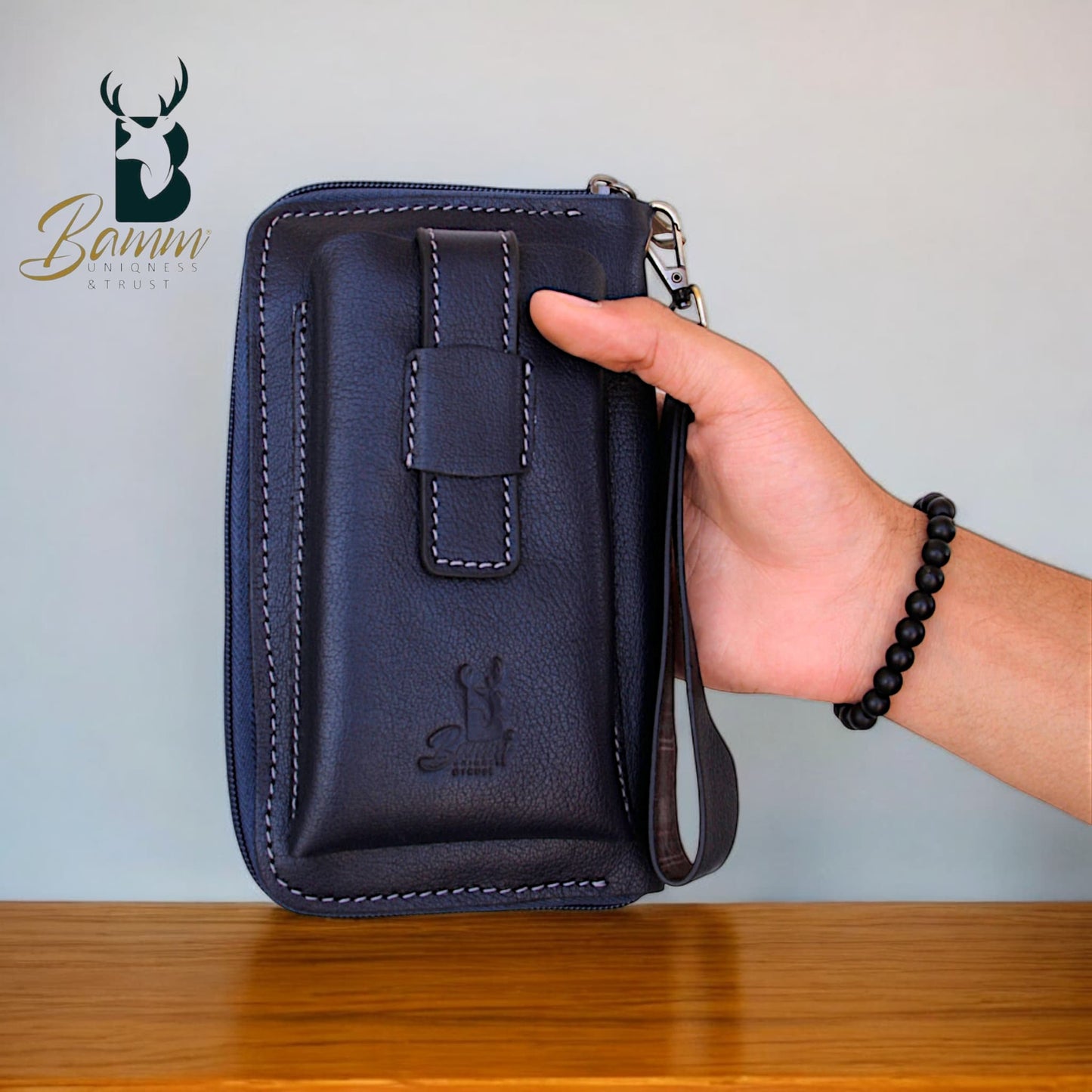 Premium Men’s Leather Handbag – Multi-Functional Organizer with Handle & Card Slots