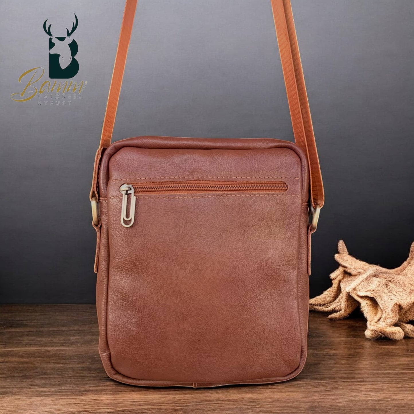 Premium Men's Genuine Leather Crossbody Bag – 20x25 cm, Multi-Compartment