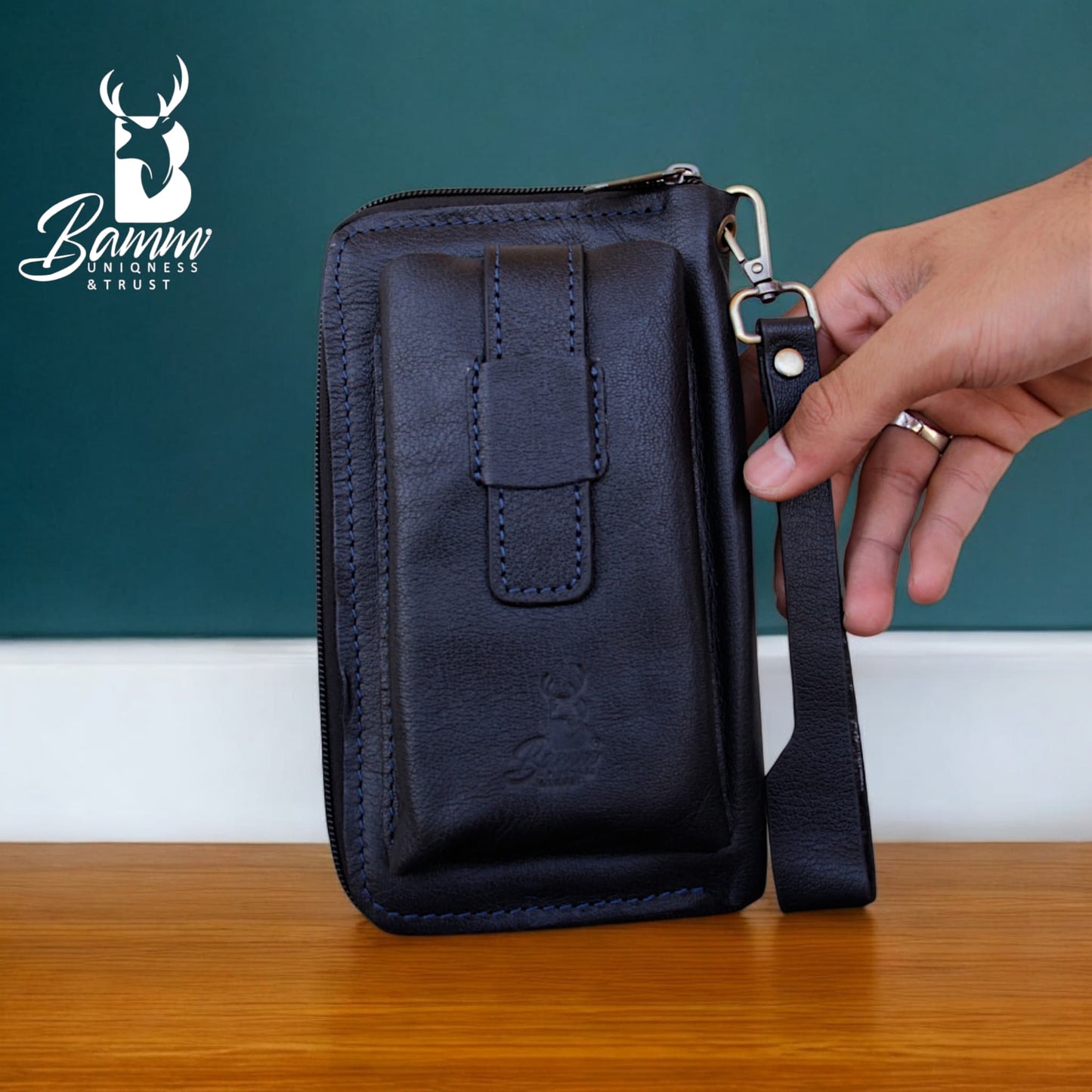Premium Men’s Leather Handbag – Multi-Functional Organizer with Handle & Card Slots