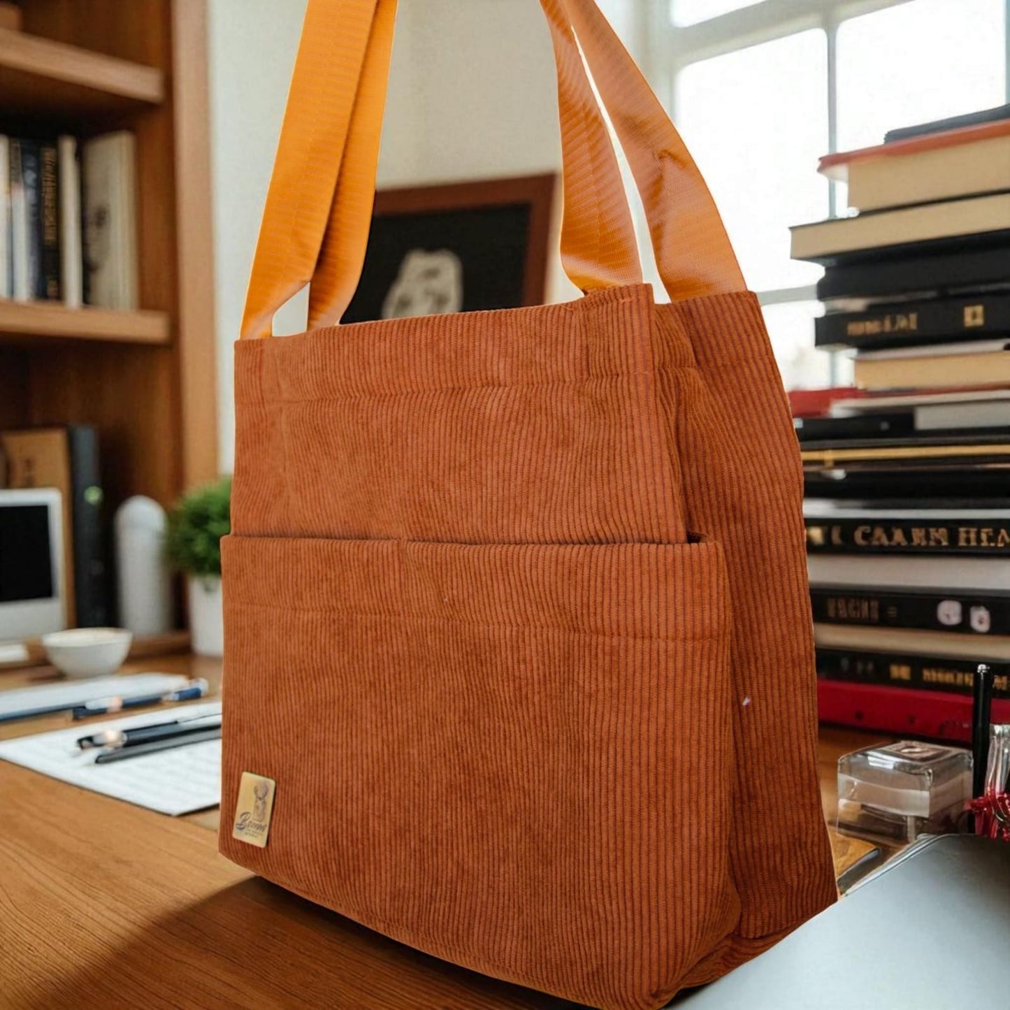 BAMM Corduroy Canvas Tote Bag for Women – Stylish Shoulder Bag for Travel, School & Daily Use (8006)