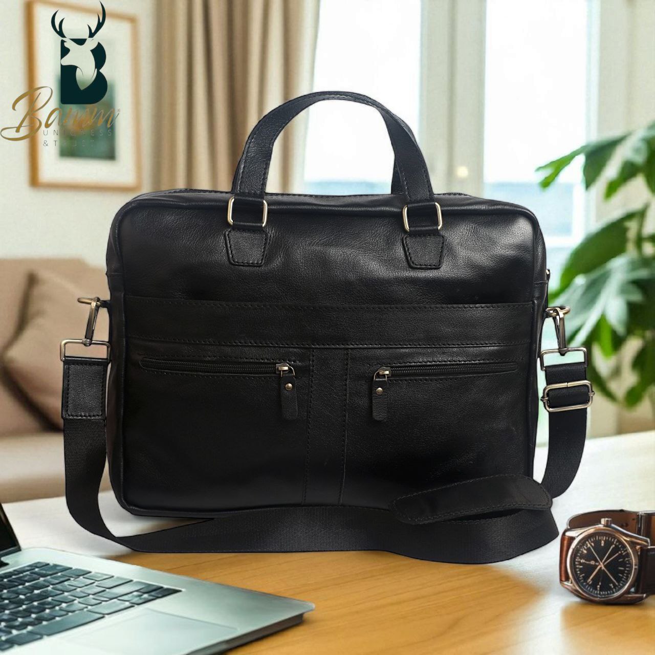 Leather Fashion Business Shoulder Messenger Crossbody Bag From Bamm