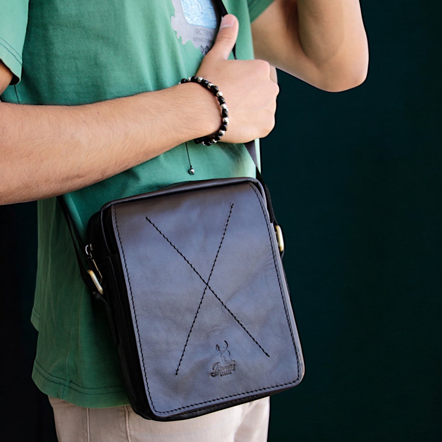 Natural Leather Bag Cross From Bamm