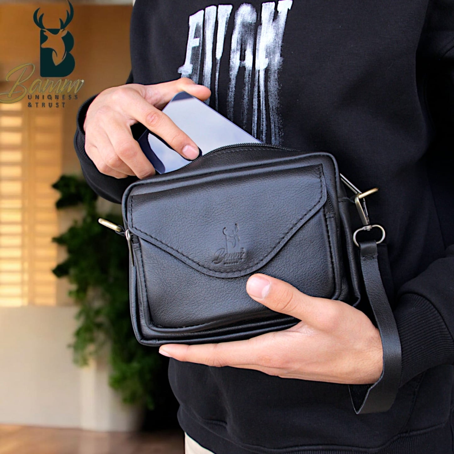 Stylish & Practical – Leather Bag + FREE Keychain for Car Keys + Gym Bag