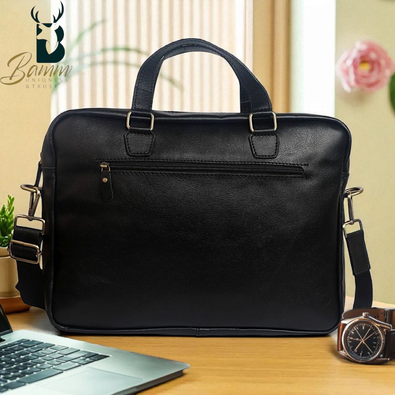 Leather Fashion Business Shoulder Messenger Crossbody Bag From Bamm