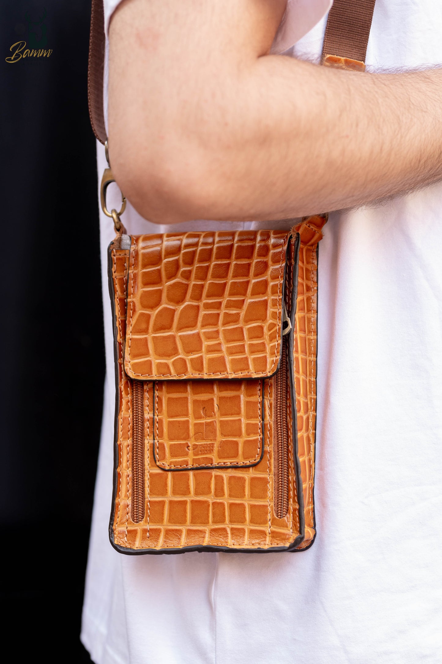 Natural Leather Bag Cross From Bamm For Money And Passport