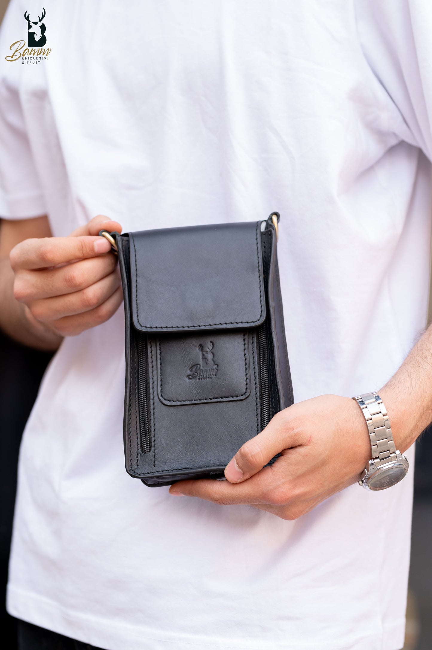 Natural Leather Bag Cross From Bamm For Money And Passport