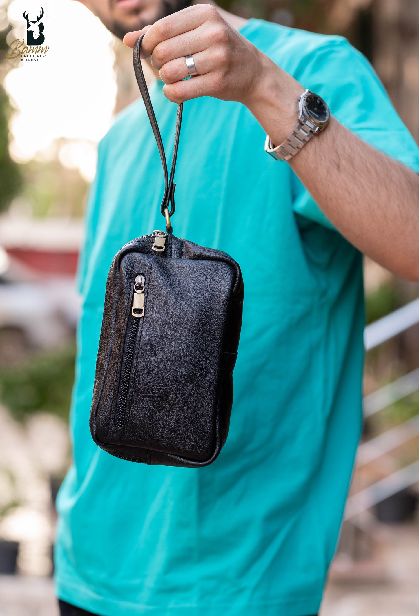 Elegant men's leather handbag 2814