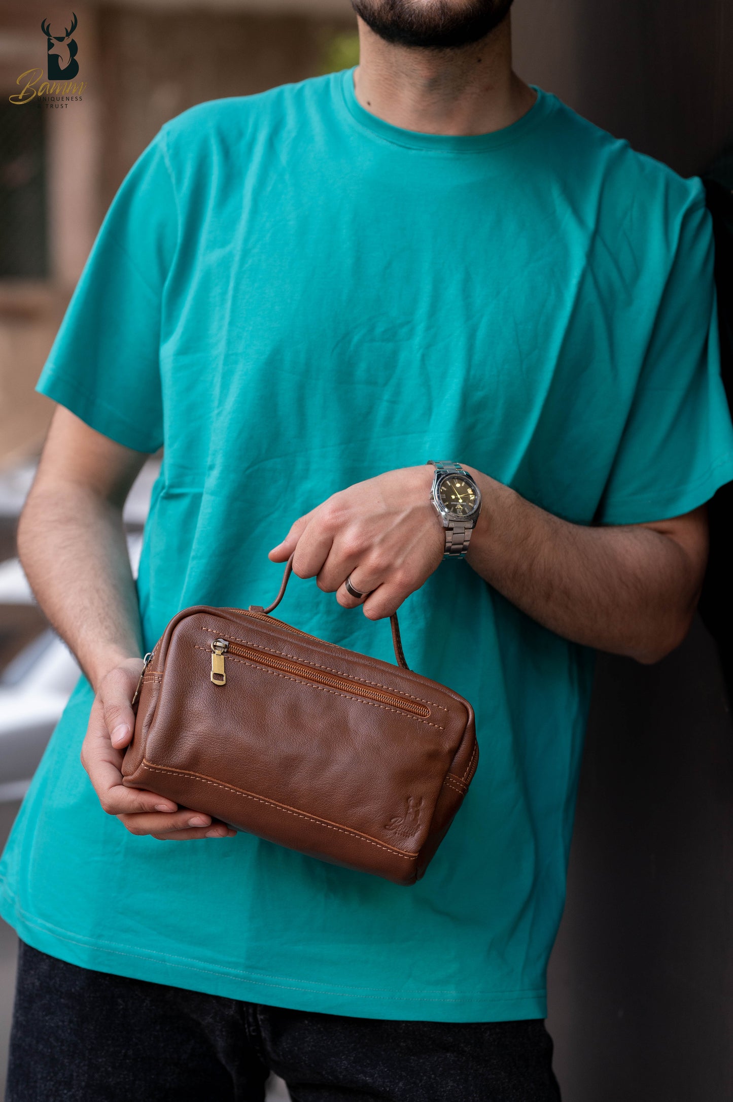 Elegant men's leather handbag 2243-1