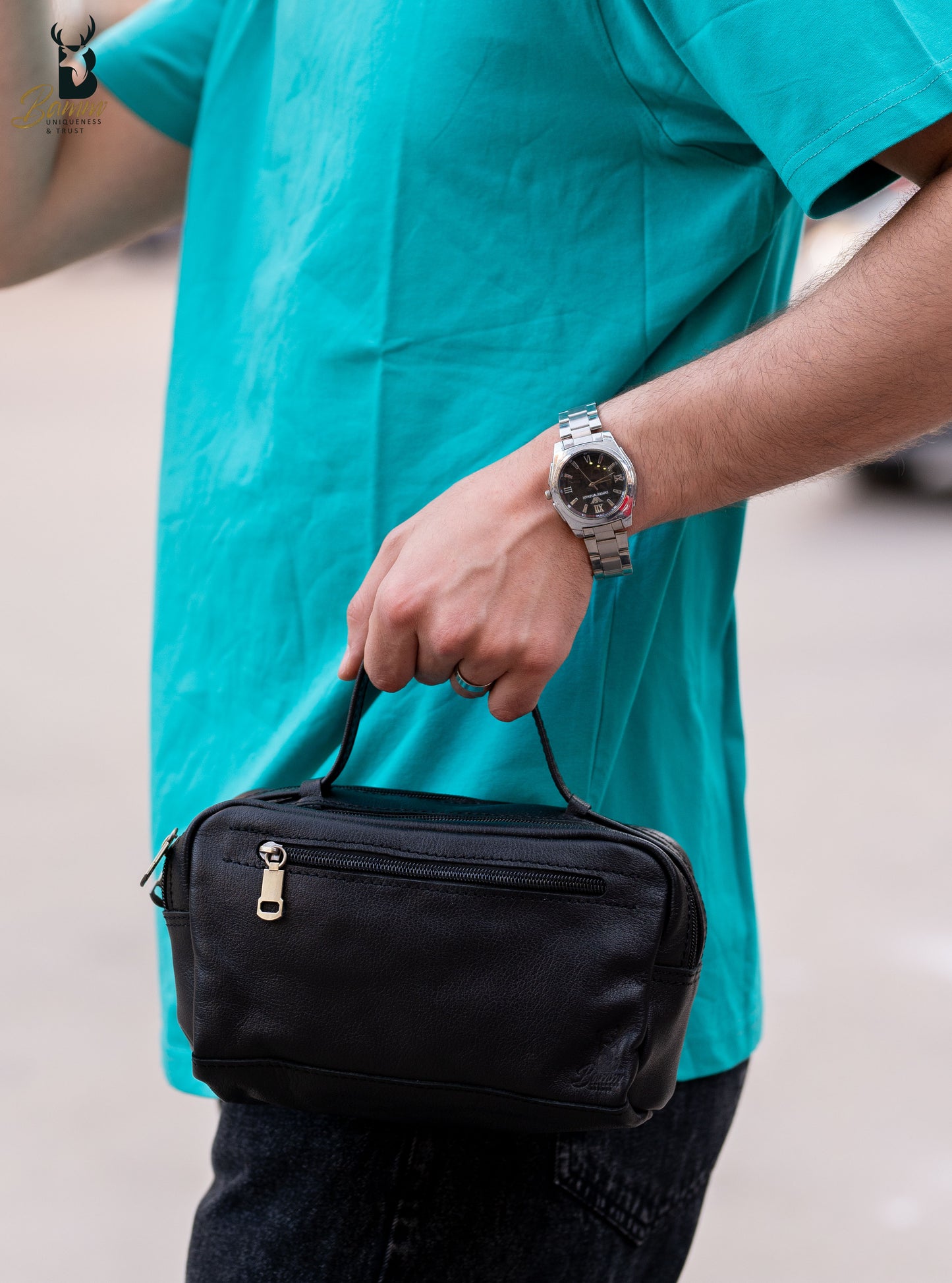 Elegant men's leather handbag 2243-1
