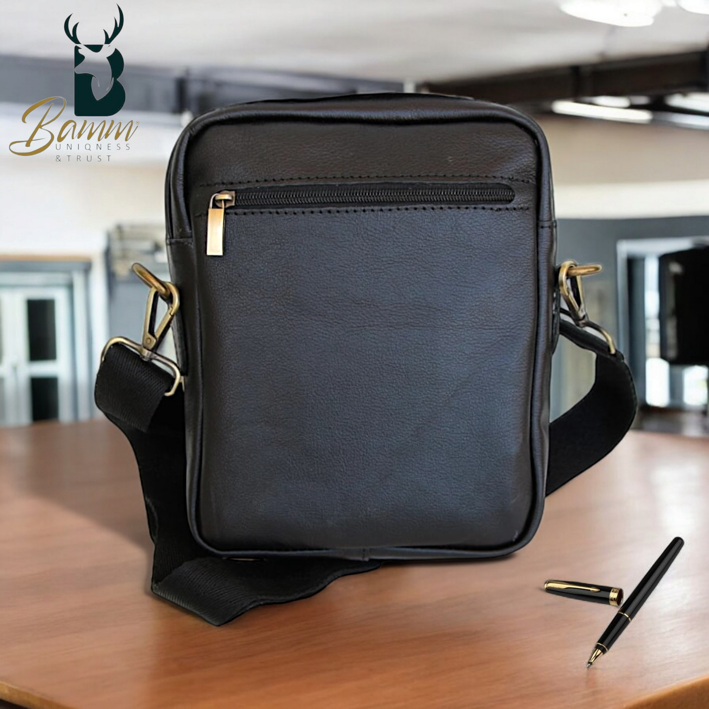Premium Men's Genuine Leather Crossbody Bag – 20x25 cm, Multi-Compartment