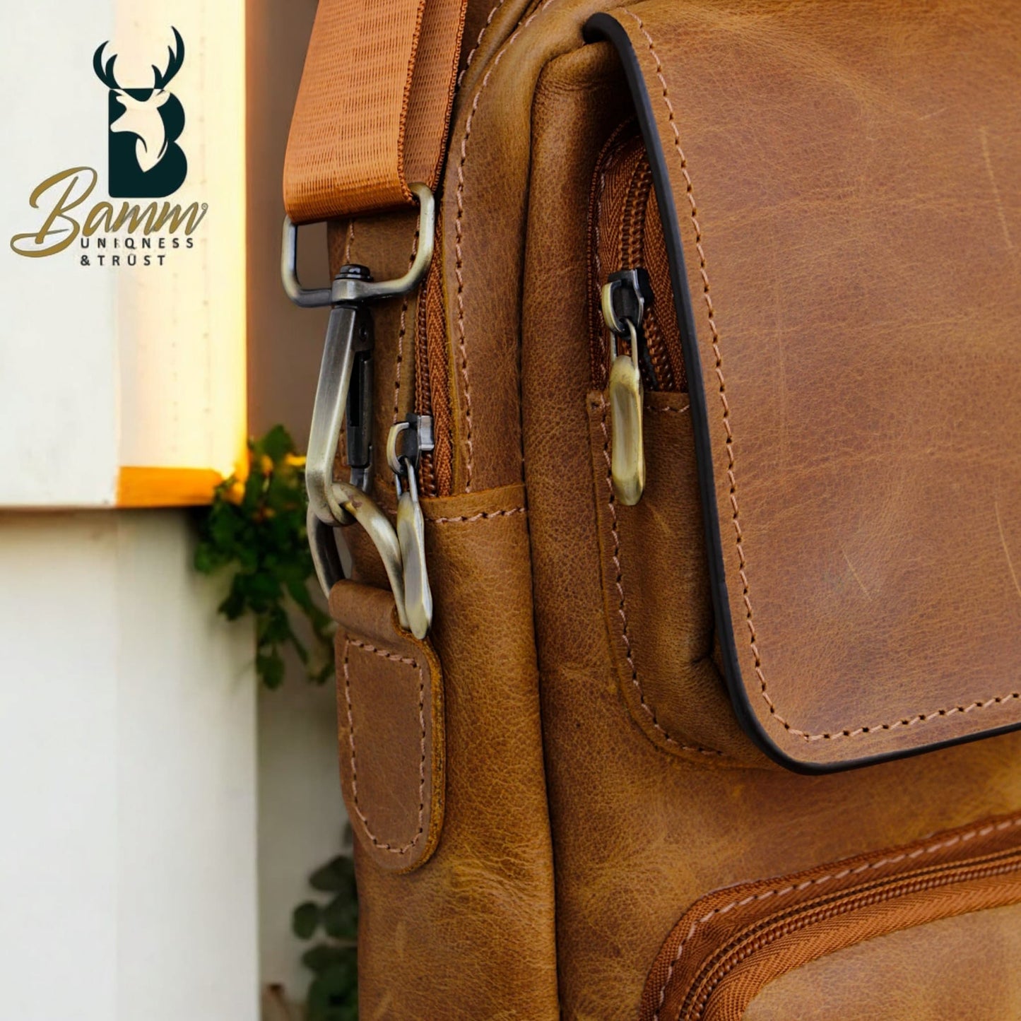 Natural Leather Bag Cross From Bamm With Hand Bag Bamm Gift