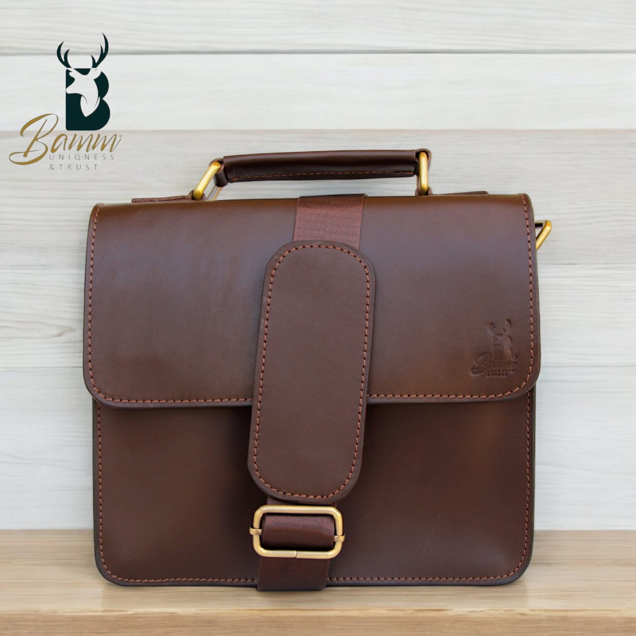 Men's leather shoulder bag-2806
