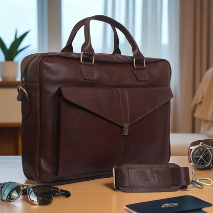 Leather Fashion Business Shoulder Messenger Crossbody Bag From Bamm