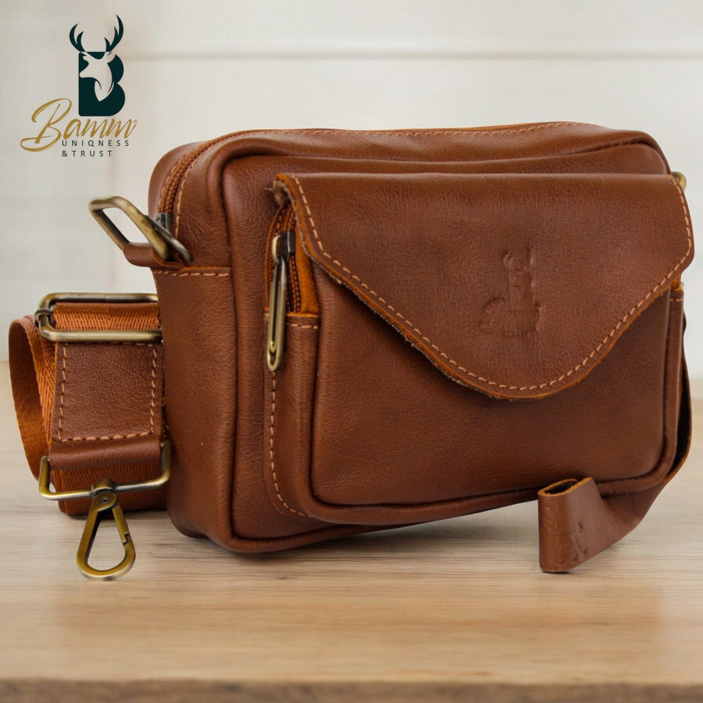 Genuine Leather Crossbody & Handbag – Compact, Multi-Compartment Design