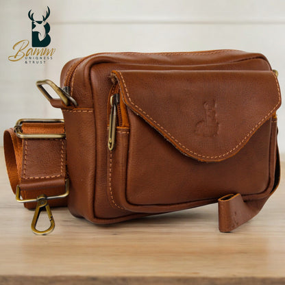 Genuine Leather Crossbody & Handbag – Compact, Multi-Compartment Design