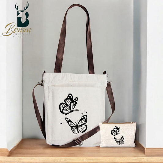Girls' Tote Bag For University And Daily Use - Beige With Free Pencil Case